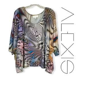 ALEXIS DOLMAN SLEEVE BLOUSE RAINBOW SAFARI SIZE XS RARE